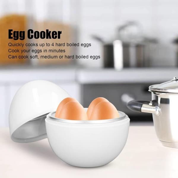 Eggkoker med 4 eggkapasiteter, mikrobølgeovn, hardkokte egg, kompakt design, PP-materiale, damper for hardkokte egg til hjemmebruk