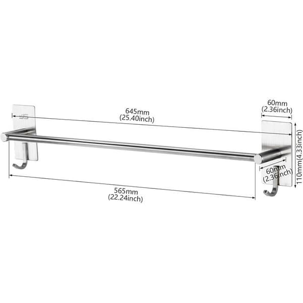Dobbel Håndklestang - 2 Armer - 304 Rustfritt Stål - Selvklebende, Ingen Boring Nødvendig - Baderom Kjøkken