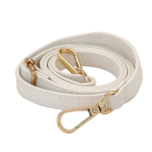 Justerbar Lång Läder Crossbody Axelremsersättning Handväska Bälte White  gold buckle