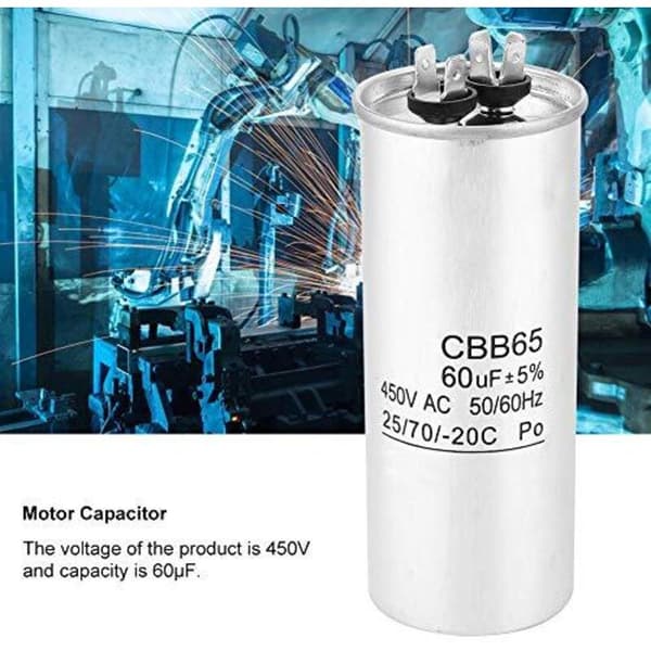 Luftkonditioneringskompressor startkondensator 450V 60µF Högtemperaturbeständig Självläkande prestanda - CBB65