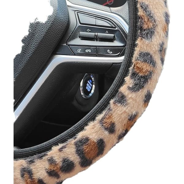 Rattmuff med leopardmönster för kvinnor, universal, halkfri, varm för vintern, plyschrattmuff, brun