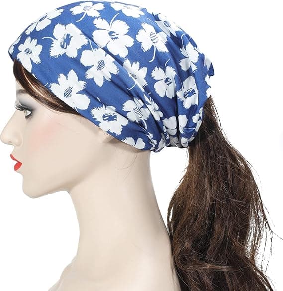 Dame Sommer Tynd Beanie Hue Blomstret Let Slasket Hue, Blå
