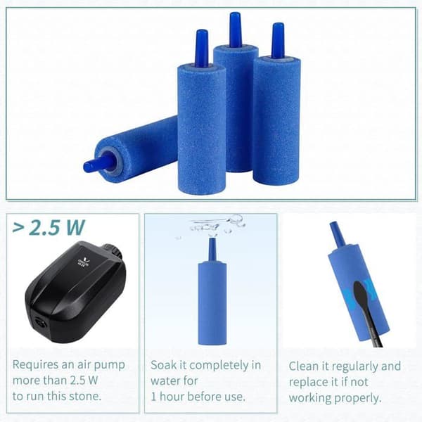 Luftsten - Sæt med 6 - Blå Keramik - 5 cm Boblediffusor - Til Nano Akvarier og DWC