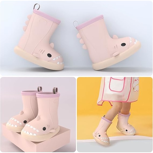 1 par Toddler Regnstövlar Barn Flickor Wellies Söta Mönster Pojkar Wellies EVA Halksäker Vattentät Baby Utomhusskor Pink 17cm