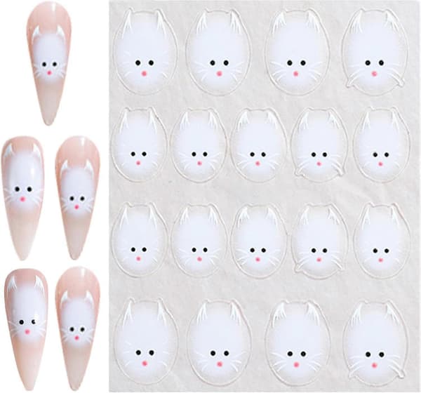 Kattdekaler för 3D-kattdekaler för design, kattdekorationer, nagelkonstdekaler Mo215