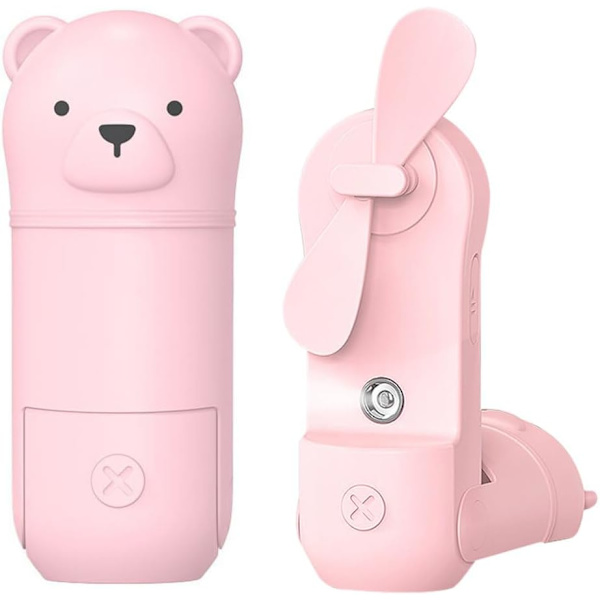 Mini handfläkt med vattenmistspray, 3 hastigheter, hopfällbar och uppladdningsbar, kraftfull USB-fickfläkt