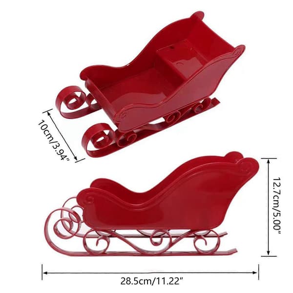 Mini Slede Ornament Sledekurv Godteriskål Plast Slede Modellslede Godterifat Jule Slede Dekorasjon Rød Red