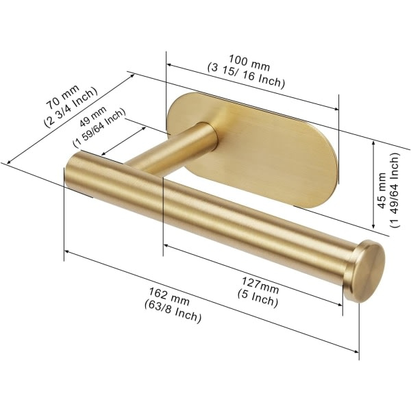 Toiletpapirholder (børstet messing), vægmonteret toiletpapirholder