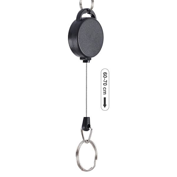 Infällbar nyckelring med karbinhake 2-pack Svart Svart