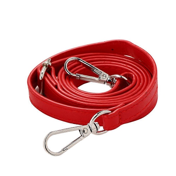 Justerbar Lång Läder Crossbody Axelremsersättning Handväska Bälte Big Red  Silver Button