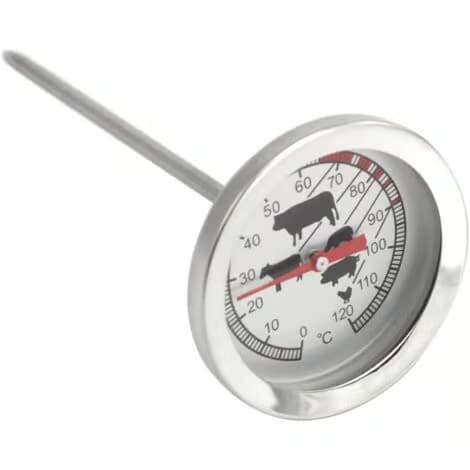 Stektermometer i rostfritt stål - analog kötttermometer upp till 120°C - grilltermometer - köttsond