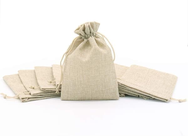 Juteposer, 10 x 15 cm, små gaveposer til smykker, DIY, håndværk, bryllup, fest, jul, 30 stk. (primærfarve)