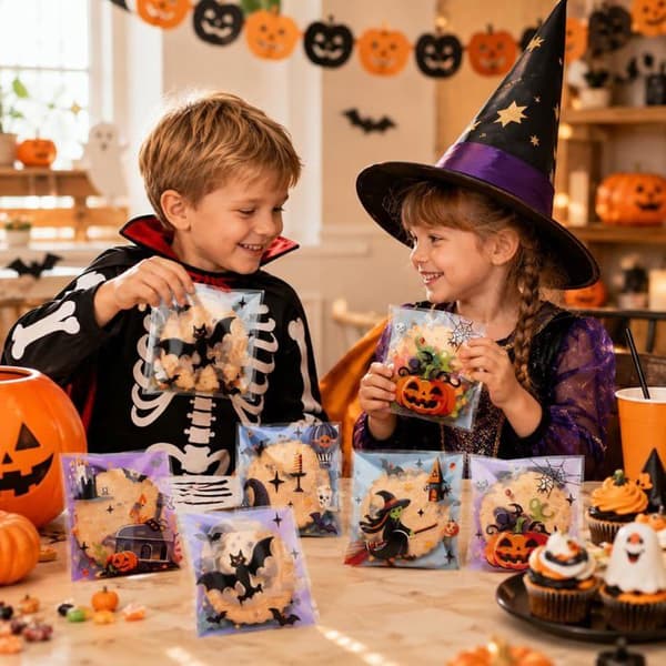 300 Halloween-godteriposer, 6 festlige motiver, Halloween-dekorasjon