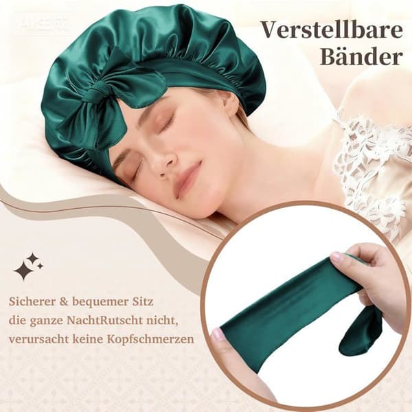 Vendbar Satin Nathue - Dobbeltlag - 1 Sæt - Justerbar Elastik - Krøllet Hår