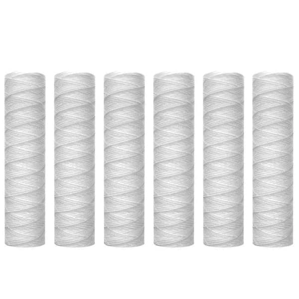 10 Micron Trådviklet Vandfilterpatron 10x2,5\" - 6-pak til Filtrering af Hele Huset (Universal Pasform)