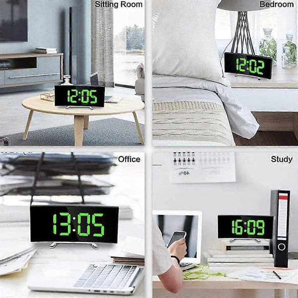 LED Digital Vækkeur Strøm USB/Batteri Temperatur Stort Spejl Display Red