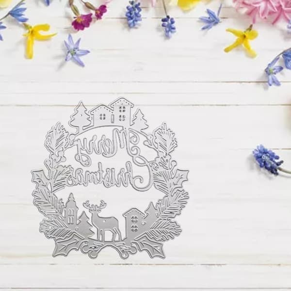 God Jul Krans Metall Skärform Stencil DIY Scrapbooking Album Papper