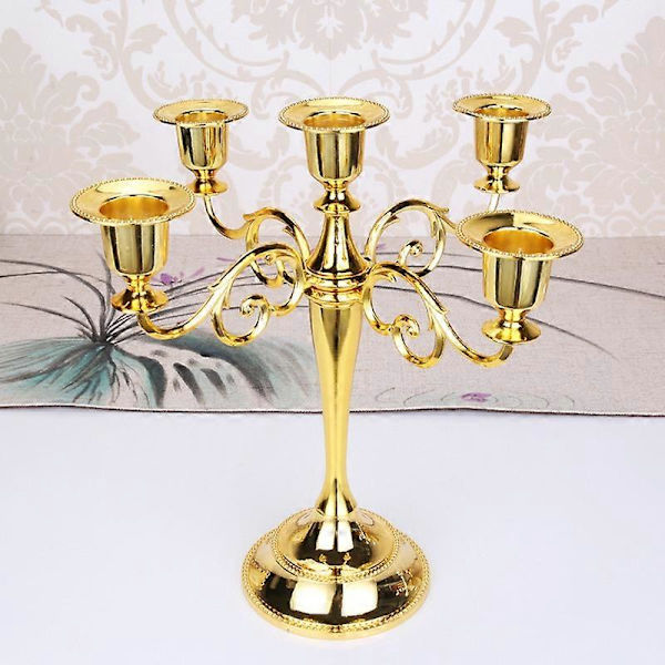 Metall 3/5-armet Lysestake Romantisk Middag Ferie Bryllup Dekor Silver 5-head
