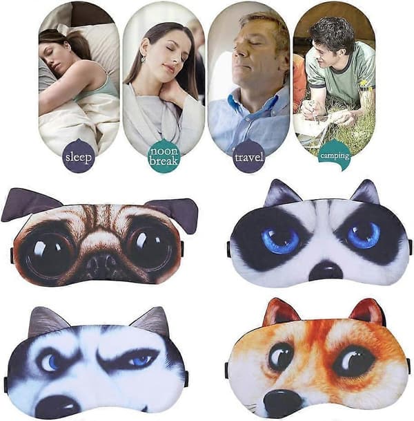 Set med 4 söta sovmasker, ögonmask Mjuk fluffig sovskärm Skydd Vila Ögonlapp Sovmask Skydd Resa Sova