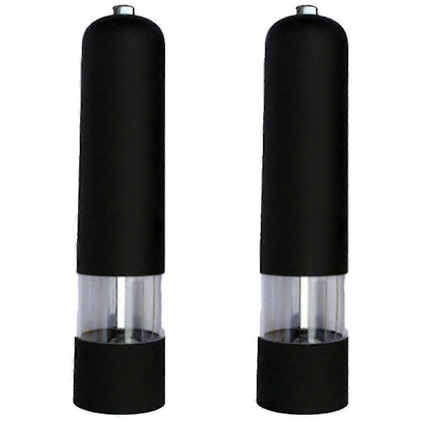 Sähköinen merisuola- ja pippurimylly sekä sirotinsetti, paristokäyttöinen valolla ja säädettävä, 2 kpl pakkaus - Varastossa 2pcs black