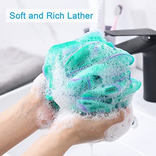 Splinternye, farverige loofah-svampebadebolde, sæt med 4.