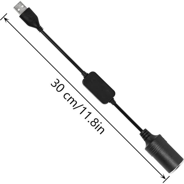 USB A hann til 12V hunn sigarettenneradapterkabel for dashbordkamera, elektronisk hund