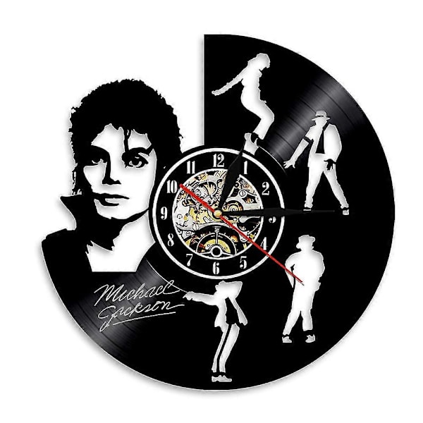 Berömd sångare Michael Jackson Skivspelare Väggklocka Musik Skiva Konst Vinylklocka Retro Nostalgisk Väggklocka