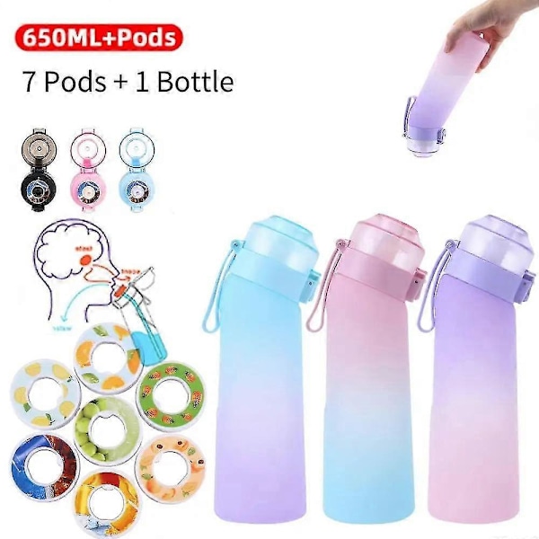 650ML Smaksatt Vattenflaska Doft Vattenkopp Luft Smaksatt Sportdryck Vattenflaska Lämpliga Poddar och Flaska För Utomhusvatten SMTX set E