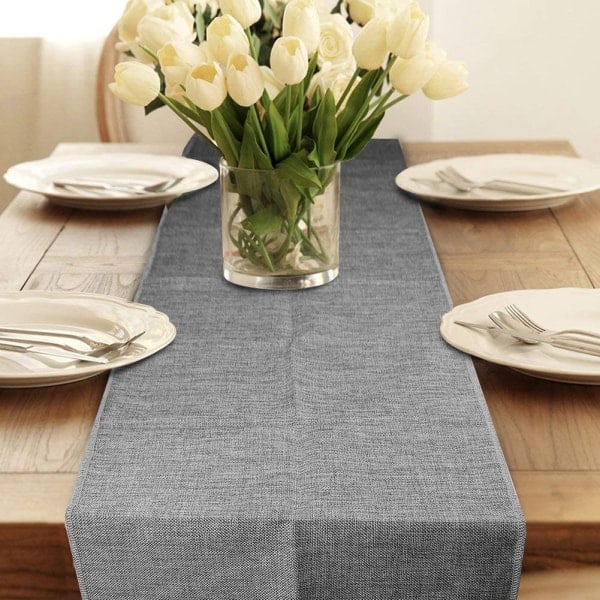 Grå imitation linne bordsduk Burlap bordsduk för heminredning
