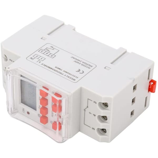 Digital timer til 30A elvandvarmer, 220V, 1-sekunds timer, LCD-skærm, 35mm skinne montering