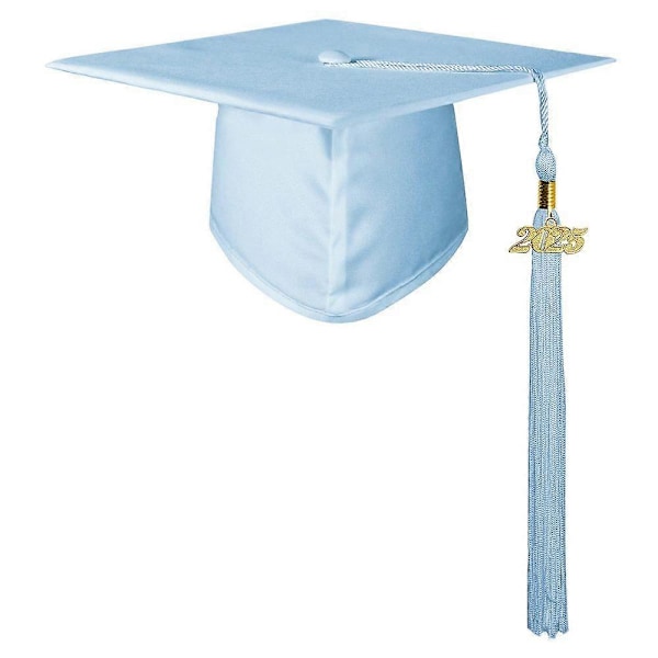 Matt Gradueringshatt for Voksne Unisex Justerbar Bachelorhatt med 2025-Charm Lange Dusker Gradueringsantrekk Bachelorhatt for College Gradueringsbilder Pa Sky Blue