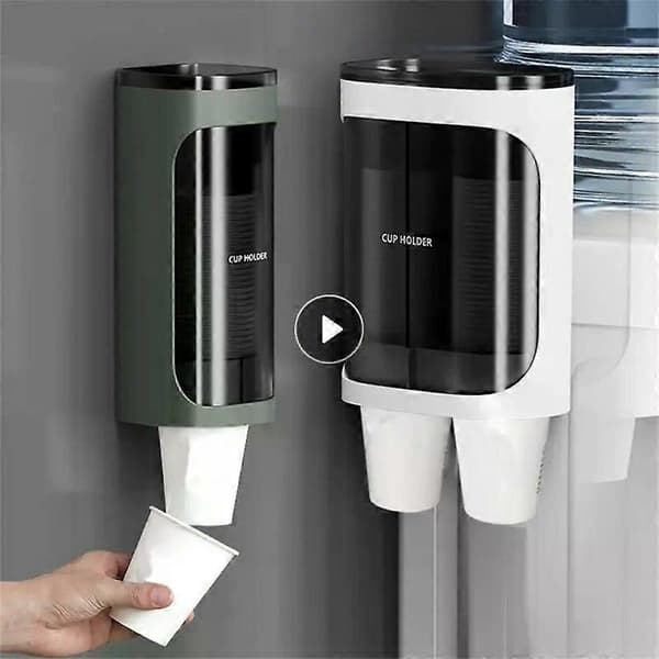 Väggmonterad engångsmuggdispenser, dragtyp, plasthållare, dammsäker förvaringsställ, kontorsmuggshållare, kök 04 Binocular