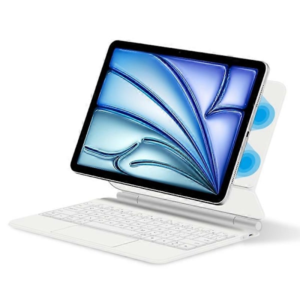 Bluetooth-tangentbord med magnetisk upphängning, PC+PU-läderfodral för iPad Air 11 (2024) (M2) - Vit Multicolor White