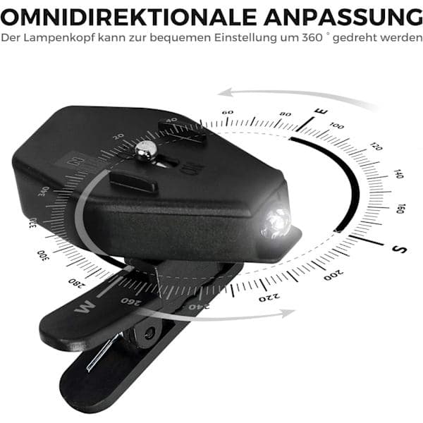 Mini LED-læselampe til briller - LED-brilleclips - Praktisk tilbehør til læsning eller koncentration