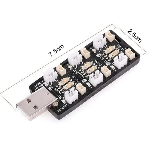 6-kanals USB-oplader - 1S LiPo 3.7V - JST PH 2.0 og Micro 1.25 stik - Til RC og modelfly