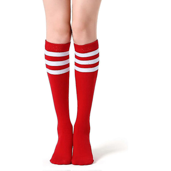4-pak Kvinders Knæhøje Strømper Casual Tube Strømper Red white