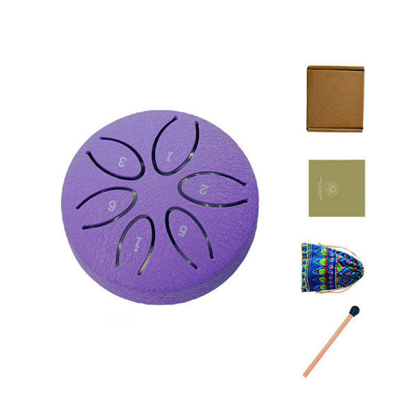 Teräskielinen kielikello, Mini käsikello 6 tuumaa 13 säveltä D-duuri, seos teräksestä valmistettu lyömäsoitin meditaatioon, joogaan ja musiikkikasvatukseen purple