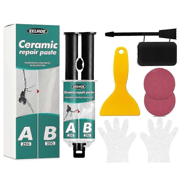 Reparationspasta, Reparationskit för badkar vit, Reparationskit för sprickor i badkar, Reparationskit för kakel, badkar, diskho och dusch, Reparationskit för duschkar för repor och hål C Off-white