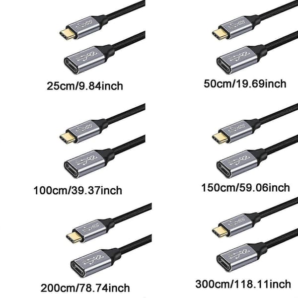5A 100W Typ C Gen2 USB Typ-C 3.1 Förlängningskabel för Dataöverföring och Snabb Laddning