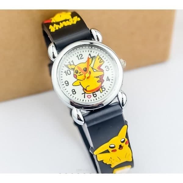 Pikachu-kello, lasten kello pojille, syntymäpäivälahja, musta