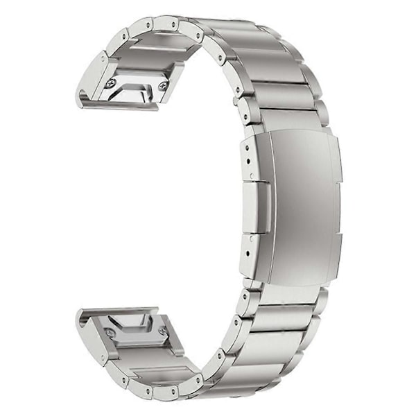 Smartwatchband i titanstål med 3 pärlor för Garmin Descent G1/Fenix 7/6 Pro/5 Plus - 22 mm, universell snabbkoppling, utbytesrem Silver