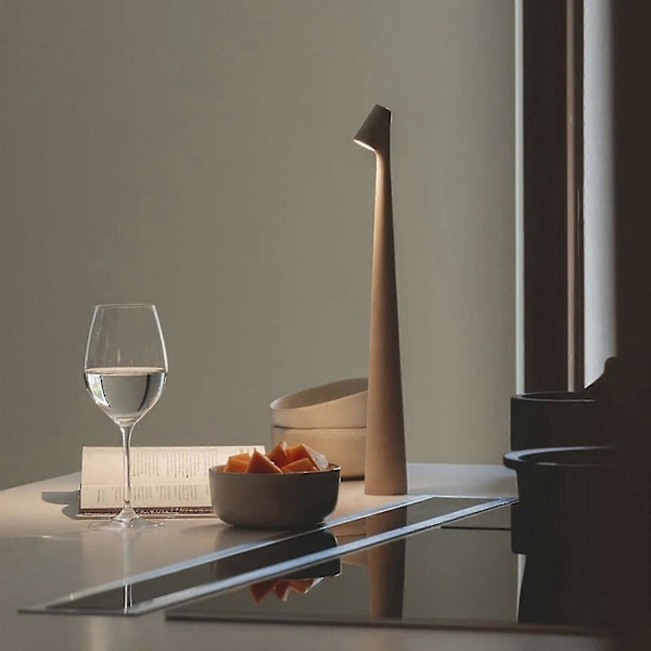 Elegant Slank Konisk Fod Bordlampe Bærbar Dæmpbar Led Skulptur Lys Dec White