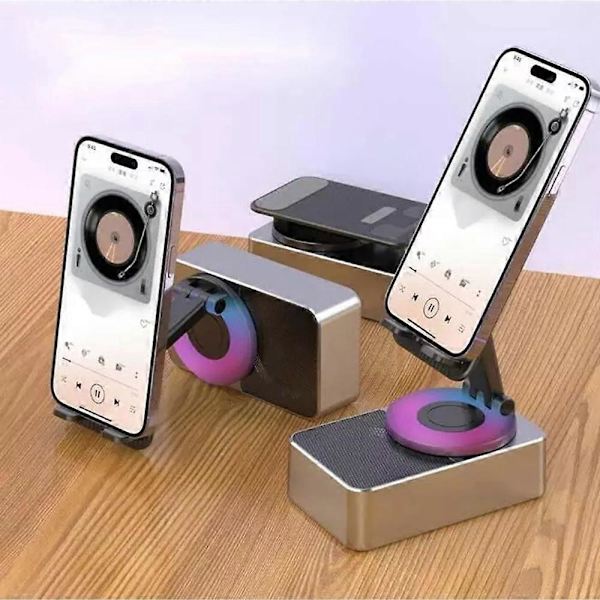 Sammenklappelig lyd-power telefonholder m/ Bluetooth-højttaler Grey