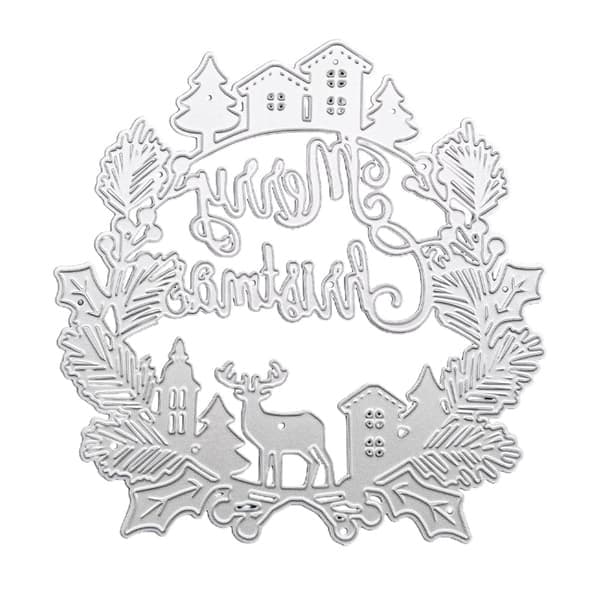 God Jul Krans Metall Skärform Stencil DIY Scrapbooking Album Papper