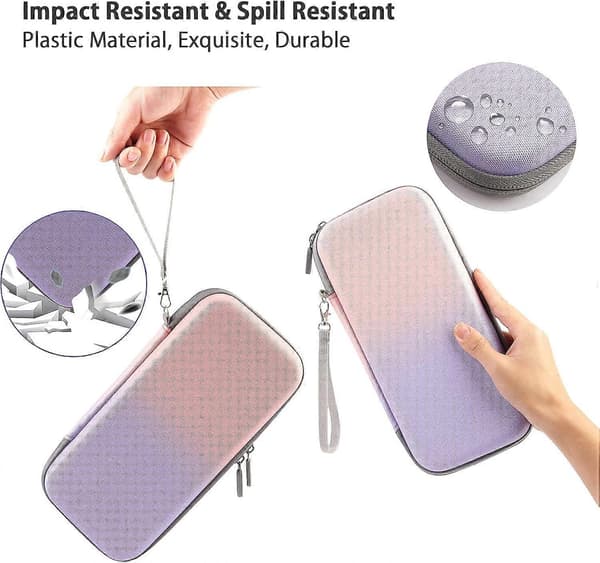 Etui til Nintendo Switch/Switch OLED, KondaTech Farverigt Switch Bæreetui, Beskyt Switch-konsollen, Opbevar 10 spilkort (Pink + Lilla)