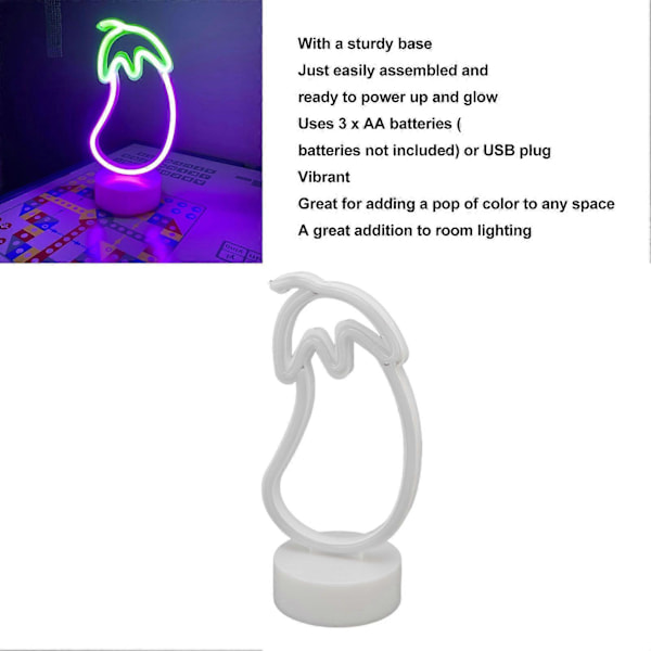 Aubergine Neonskylt USB Batteridriven LED Neonskylt Lampa för Hem Neon Dekoration