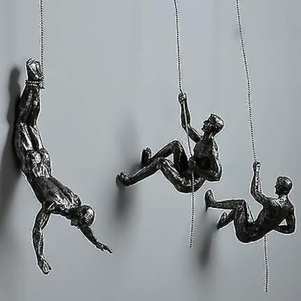 3x Brons Klättrande Firande Män Trio Hängande Ornament Figurer Klättrande Män Väggdekoration Figurin Ab