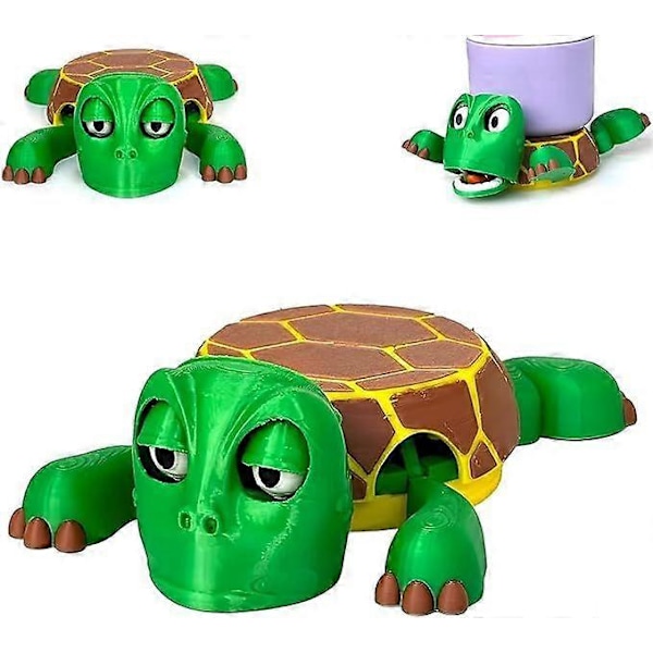 Skildpadde Kopholder - Sjov Skildpaddecoaster med Åbne Øjne, 3D-printet Kopholder med Løftbare Lemmer & Udtryksfuldt Ansigt til Skildpadde- eller Landskildpaddeelsker Gave 2pcs