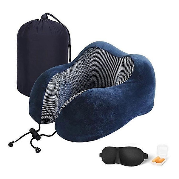 Bekväm Resekudde - Flygplanskudde - Bilkudde - Resekudde i Memory Foam - Resekudde - Resekudde - Resekudde - Vuxen, (Blå)