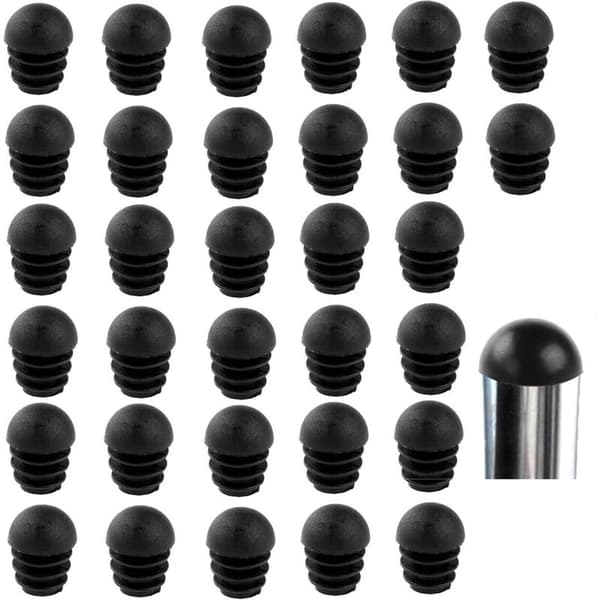 Sorte runde stolebenshætter, runde indstikshætter til stoleben, gummistolebenshætter, stolebensbeskyttere, 32 stk. (19 mm)